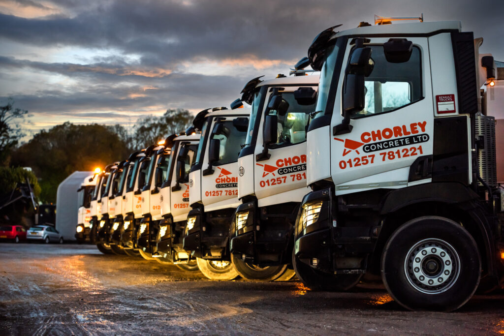 fleet of chorley concrete cement mixers