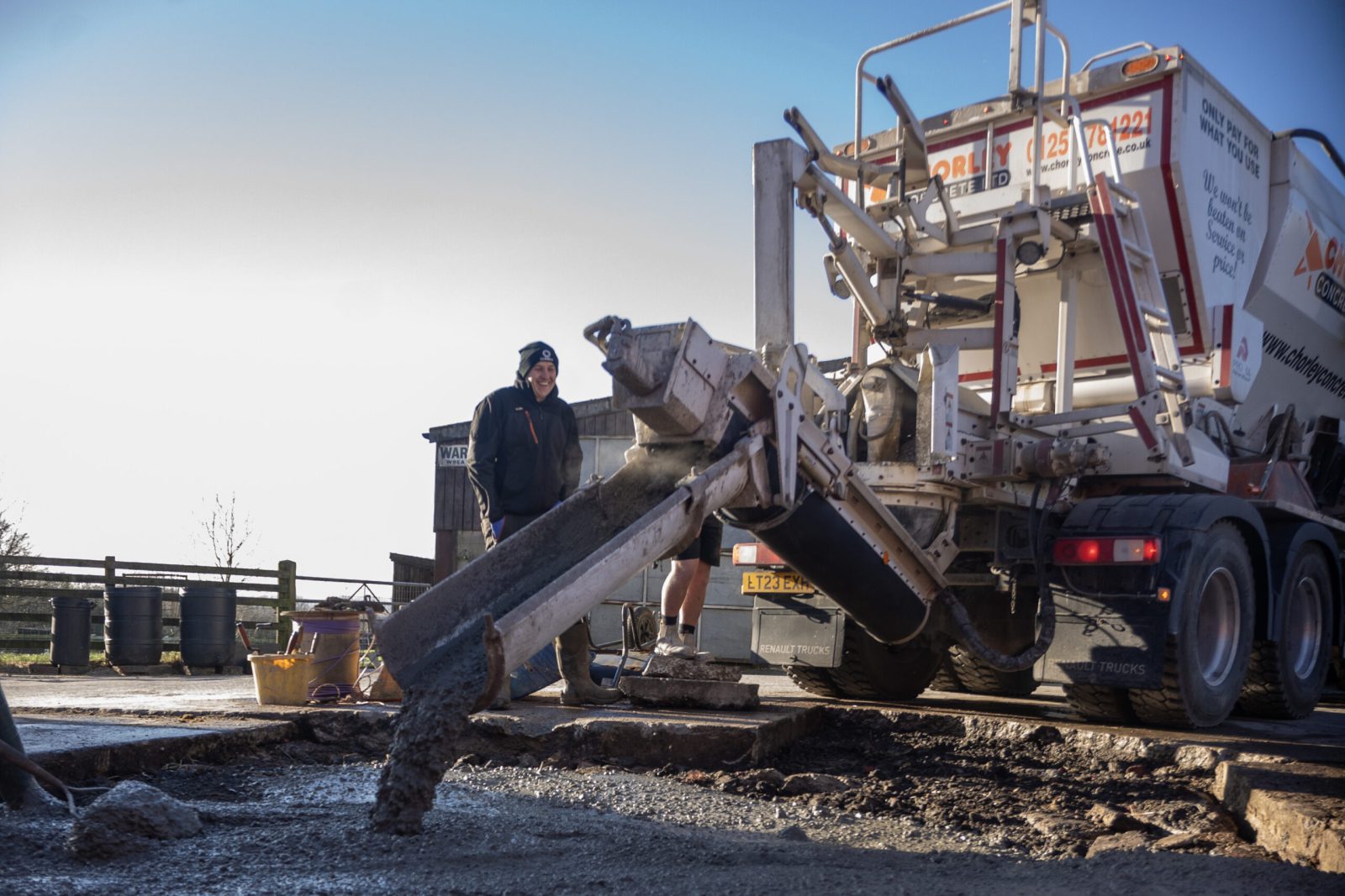Chorley concrete being poured on site